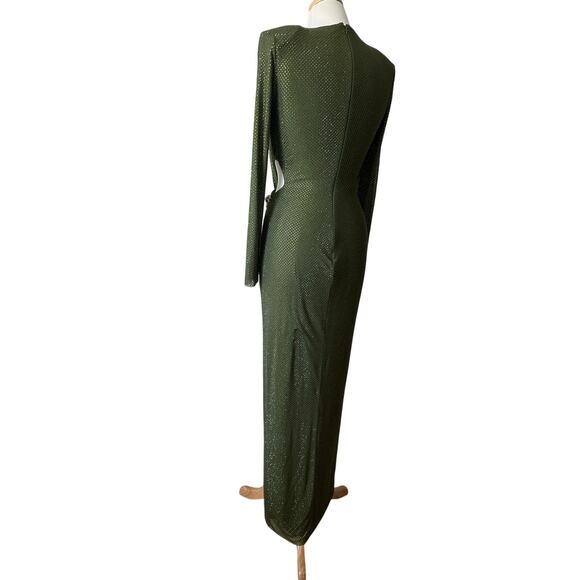 SELF PORTRAIT Olive Rhinestone Embellished Maxi Dress UK 6 US 2 - Picture 10 of 16